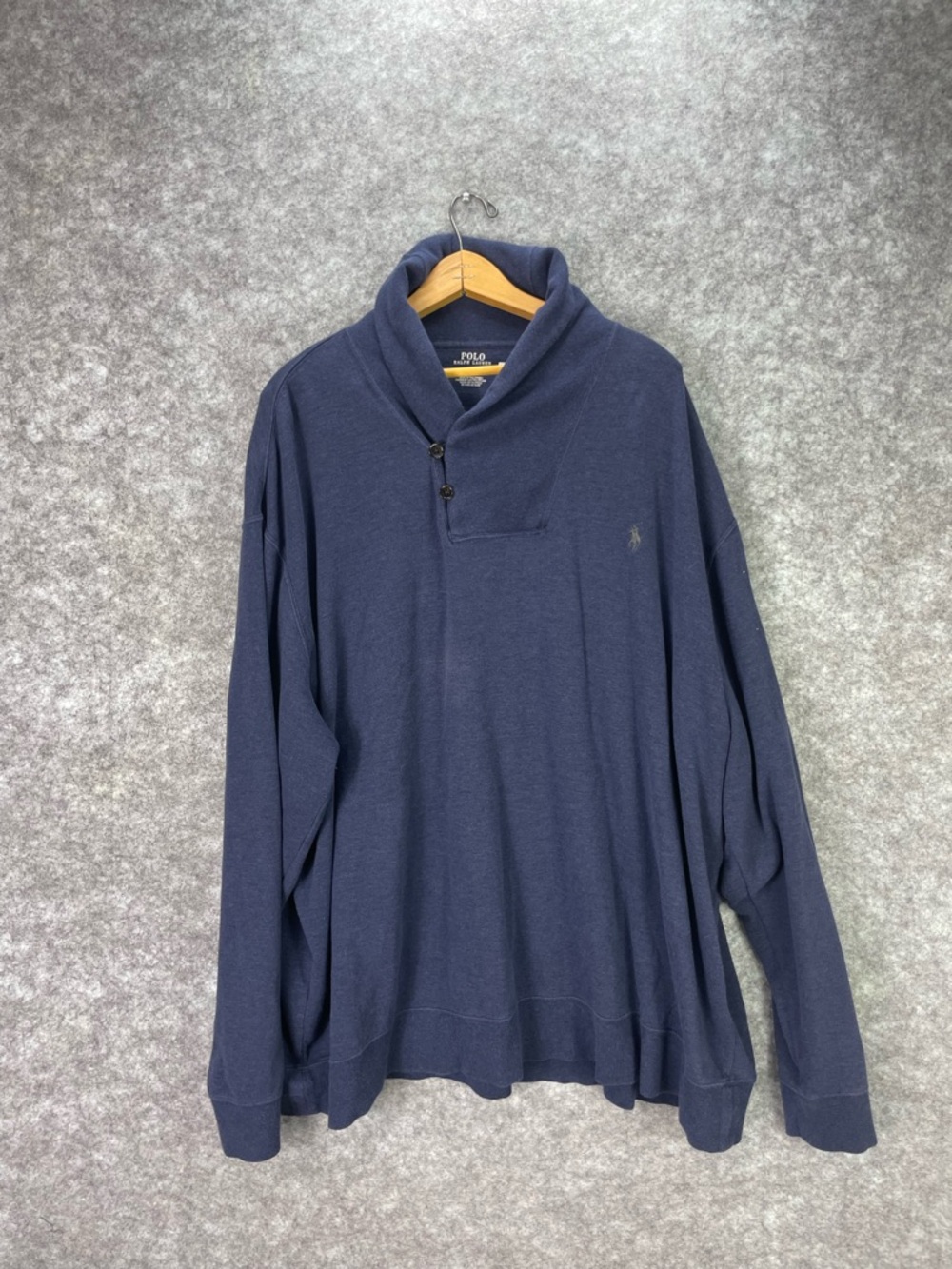 Polo Ralph Lauren Sweater Mens 3XLT Blue Shawl Collar Knit Pullover Big & Tall